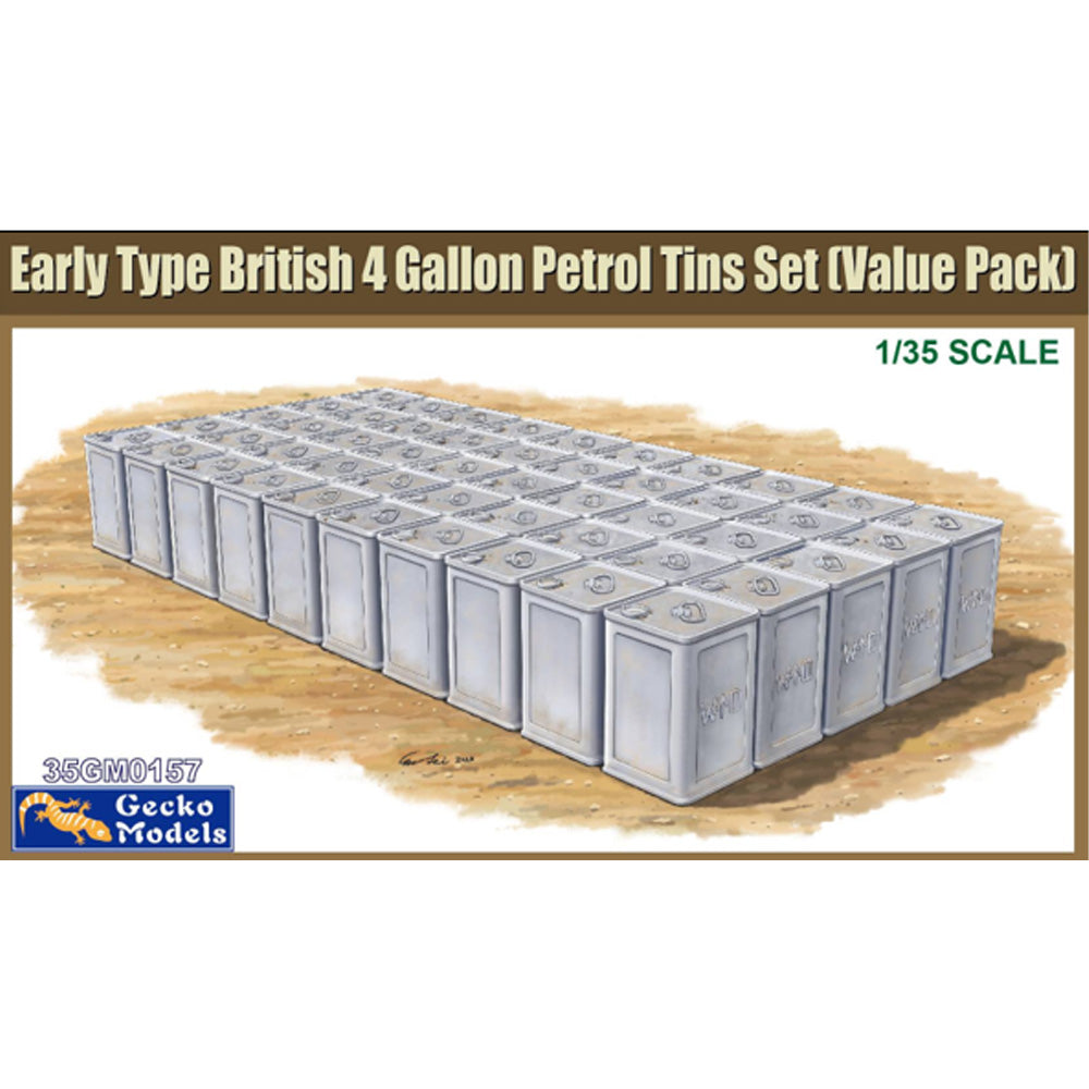 Gecko 35GM0157 Early Type British 4 Gallon Petrol Can Tins Set 1:35 Model Kit