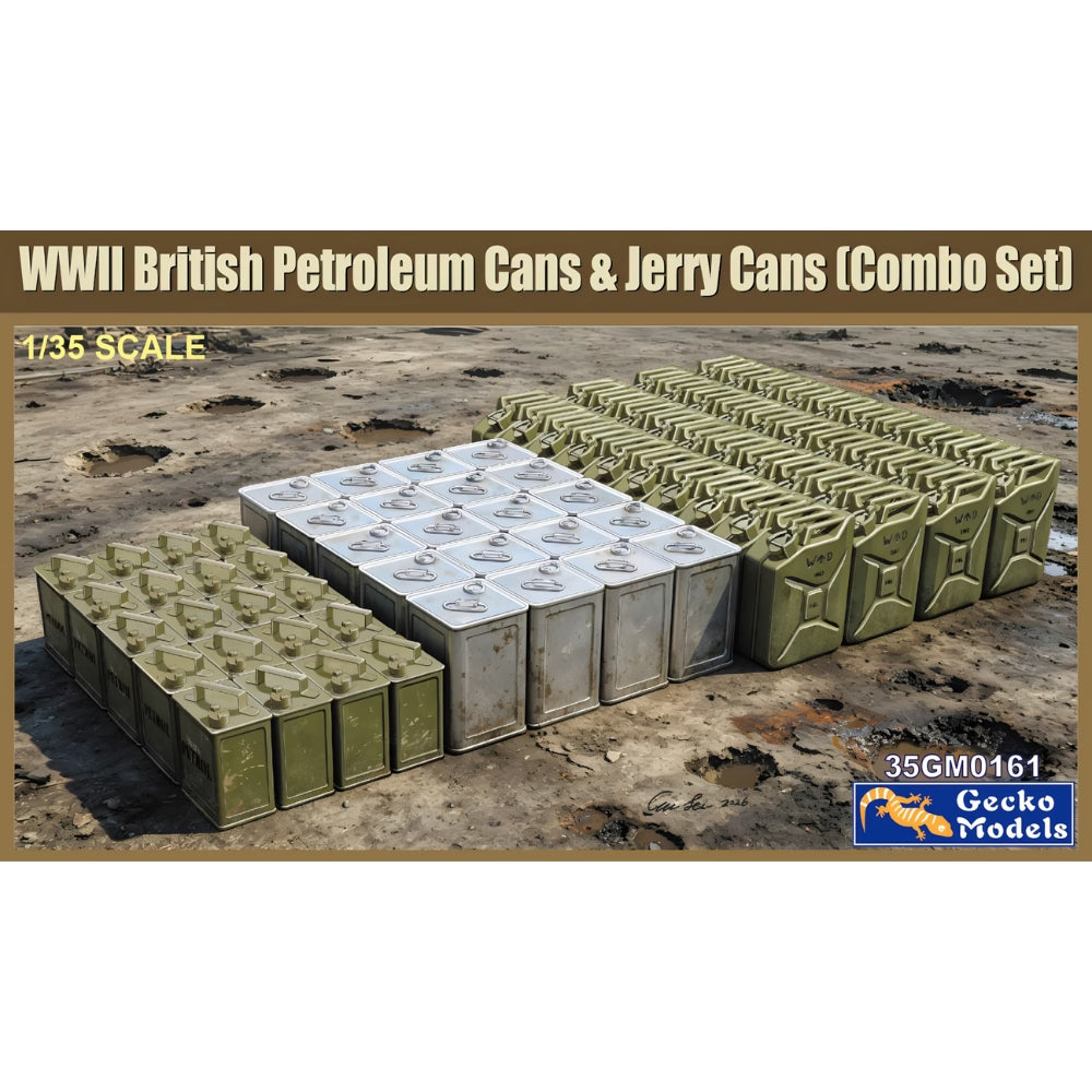 Gecko 35GM0161 WWII British Petroleum Cans & Jerry Cans (Combo Set) 1:35 Model Kit