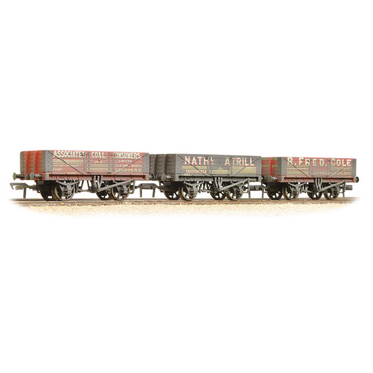 Bachmann Branchline 37-097 5 Plank Wooden Floor 3-Wagon Pack 'Private Owner Coal Traders' [W]