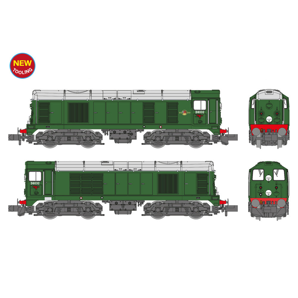 Graham Farish 371-030A Class 20/0 Disc Headcode & Tablet Catcher D8032 BR Green (Late Crest)