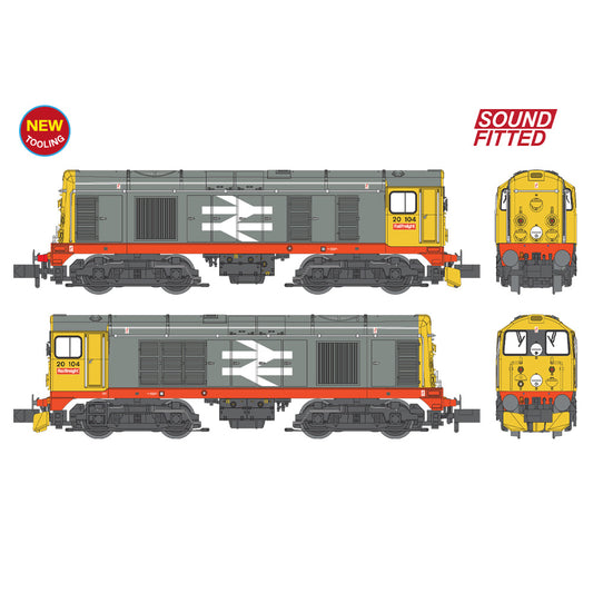 Graham Farish 371-039ASF Class 20/0 Disc Headcode 20104 BR Railfreight (Red Stripe) SOUND FITTED