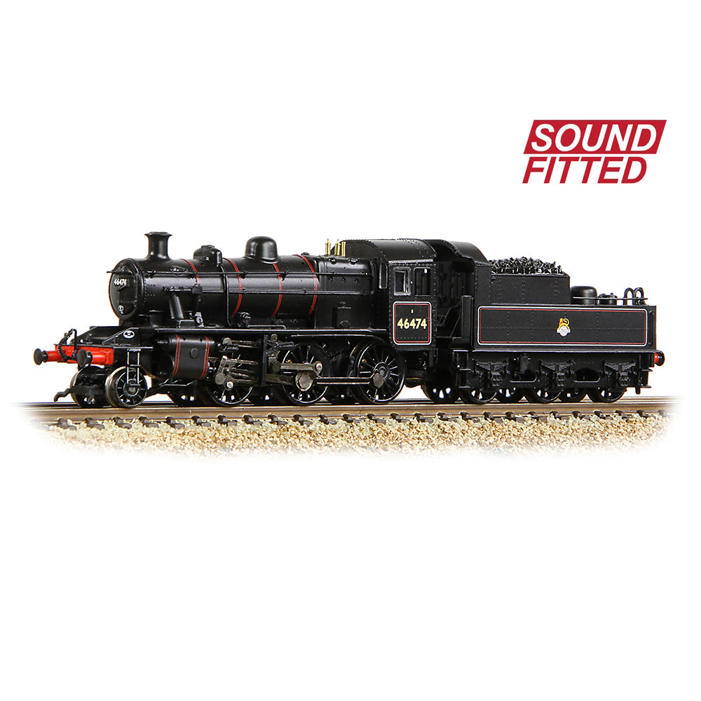 Graham Farish 372-626BSF LMS Ivatt 2MT 46474 BR Lined Black Early Emblem N Gauge