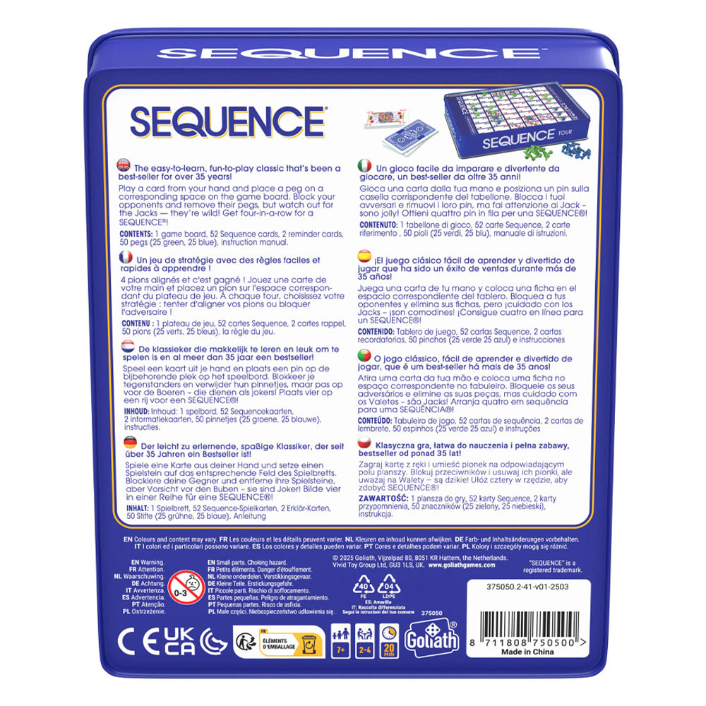 Sequence Tour Edition Tin - Classic Game Travel Edition