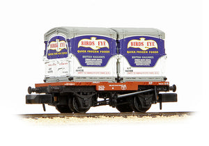 Graham Farish 377-341D Conflat Wagon BR Bauxite, x2 AF Containers 'Birds Eye'