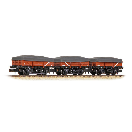 Graham Farish 377-492 5-Plank China Clay 3-Wagon Pack BR Bauxite Earl w/Flat Can