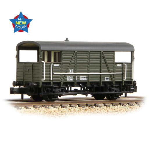Graham Farish 378-028A SE&CR 25T 'Dance Hall' Brake Van BR Departmental Olive Green
