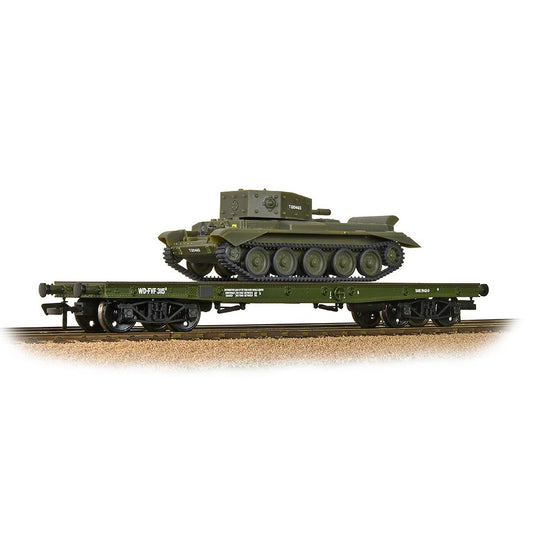 Bachmann Branchline 38-725 WD 50T 'Warflat' Bogie Wagon WD Khaki Green with Cromwell MKIV Tank