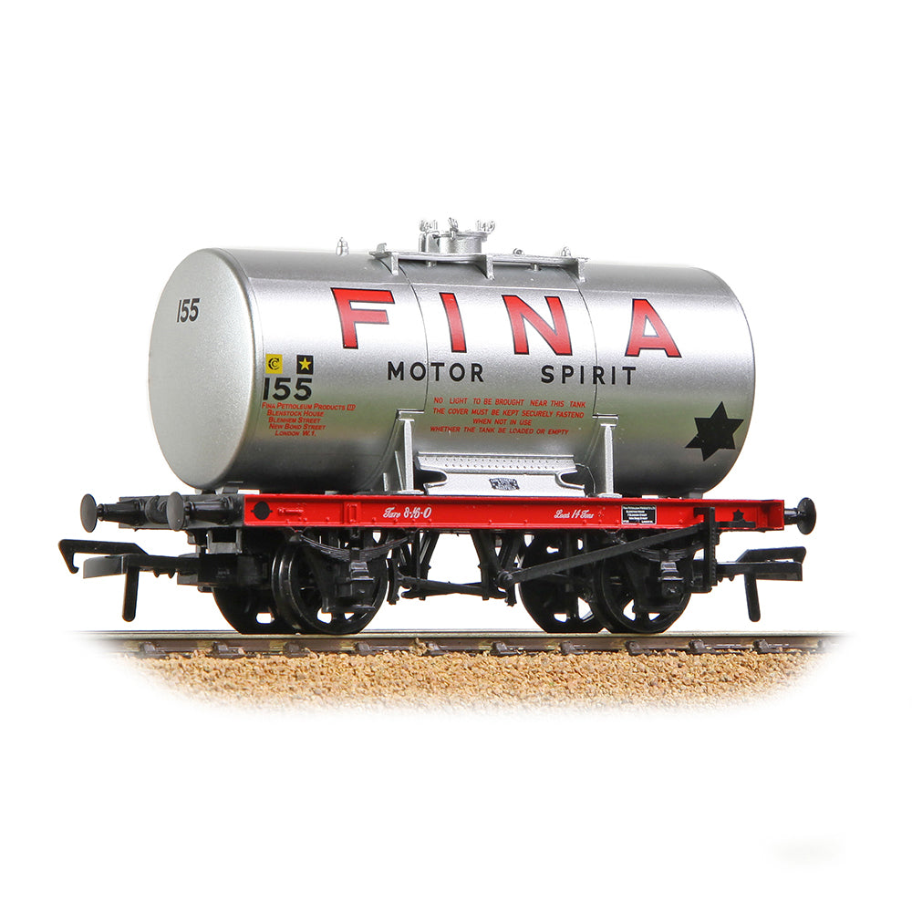Bachmann Branchline 38-781 14T Anchor-Mounted Tank Wagon 'Fina' Silver OO Gauge