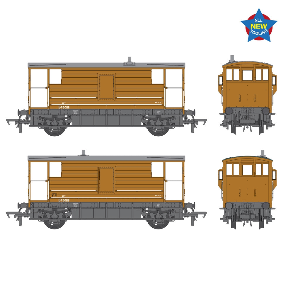 Bachmann Branchline 38-977 LMS 20T Brake Van BR Bauxite (Early) OO Gauge