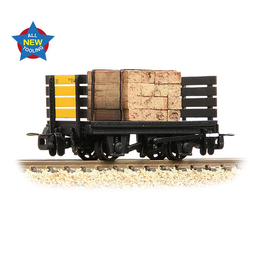 Bachmann Narrow Gauge RNAD Flat Wagon Planked Ends RNAD Dean Hill with Sleeper Load [WL] OO9 Gauge