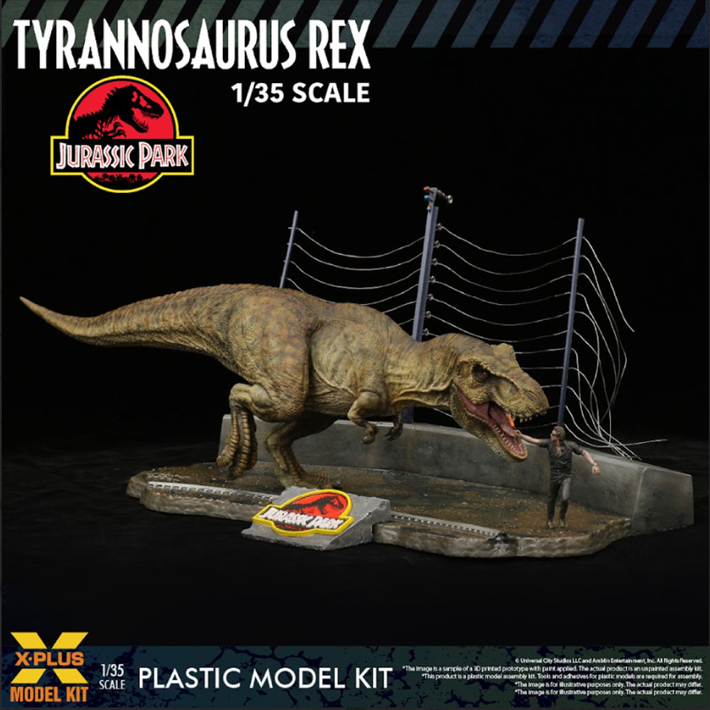 X-Plus Jurassic Park Tyrannosaurus Rex & Dr Malcolm Figure 1:35 Model Kit