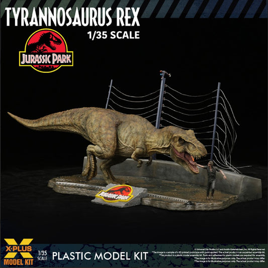 X-Plus Jurassic Park Tyrannosaurus Rex & Dr Malcolm Figure 1:35 Model Kit
