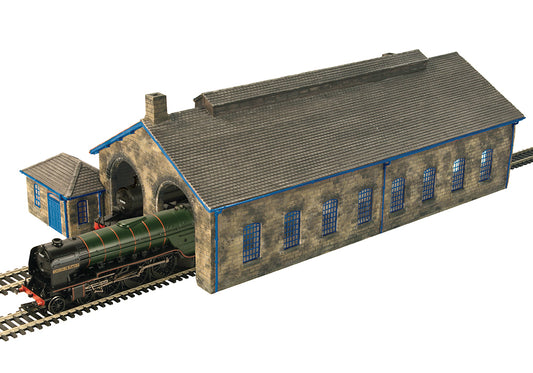 Scenecraft 44-0157B Two Road Stone Engine Shed - Blue OO Gauge
