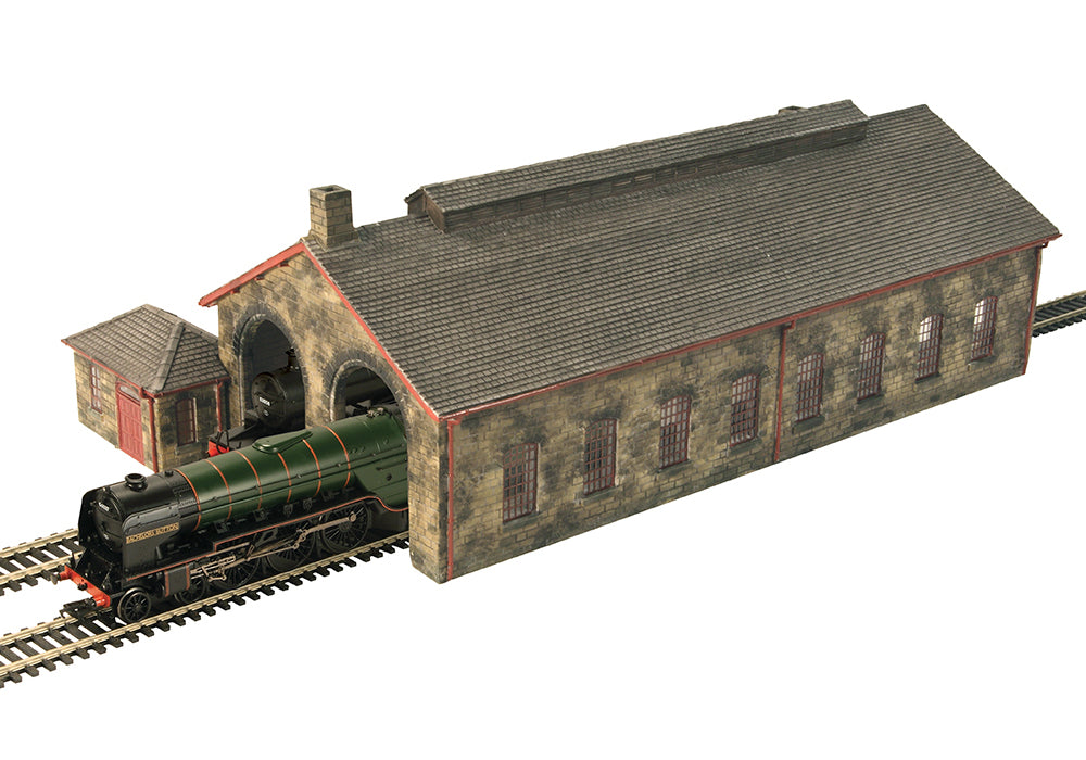 Scenecraft 44-0157R Two Road Stone Engine Shed - Red OO Gauge