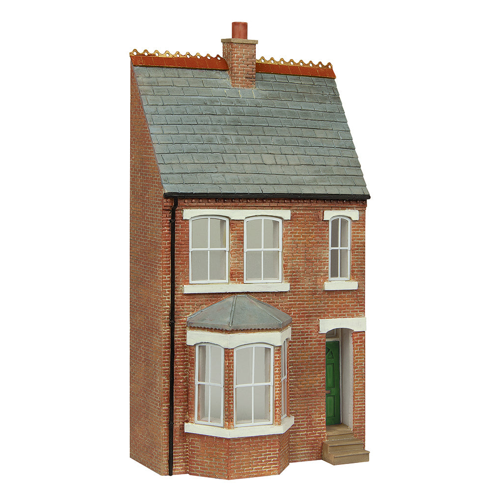 Scenecraft 44-0213G Low Relief Left Hand Bay Terrace Green OO Gauge Building