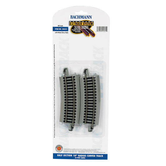 Bachmann USA Half Section 18' Radius Curved Track (4/Card) HO Gauge 44531
