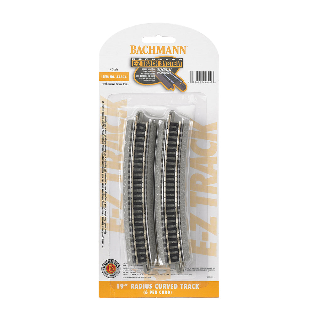 Bachmann USA 19'' Radius Curved Track (6/Card) N Gauge 44804