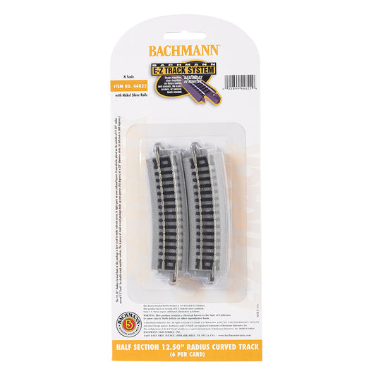 Bachmann USA Half Section 12.50'' Radius Curved Track (6/Card) N Gauge 44822