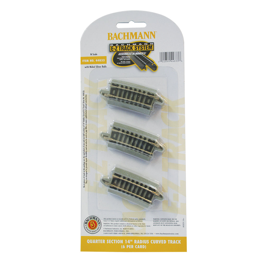 Bachmann USA Quarter Section 14'' Radius Curved Track (6/Card) N Gauge 44833