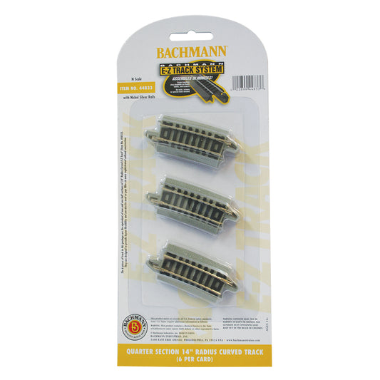 Bachmann USA Quarter Section 14'' Radius Curved Track (6/Card) N Gauge 44833