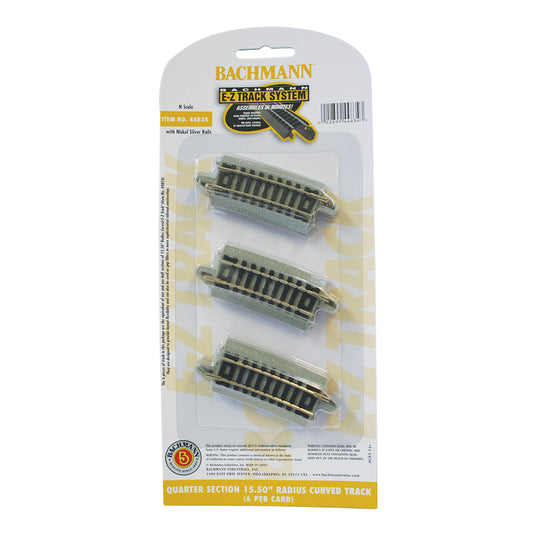 Bachmann USA Quarter Section 15.50'' Radius Curved Track (6/Card) N Gauge 44834