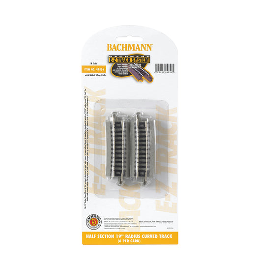 Bachmann USA Half Section 19'' Radius Curved Track (6/Card) N Gauge 44856