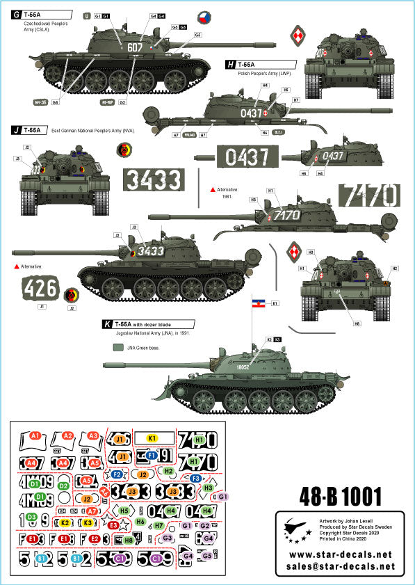 Star Decals 48-B1001 1:48 Soviet T-55A Tanks # 1