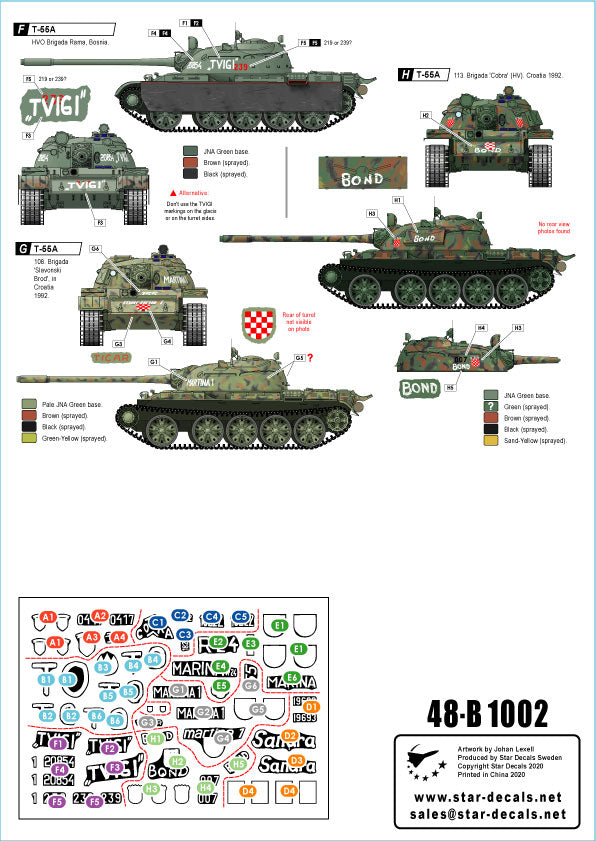 Star Decals 48-B1002 1:48 Soviet T-55A Tanks # 2