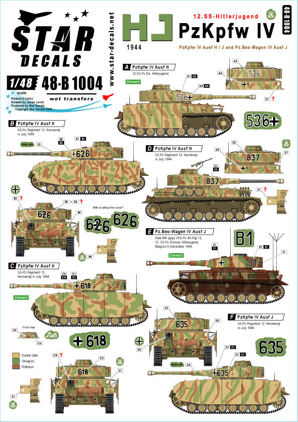 Star Decals 48-B1004 1:48 HJ Pz.Kpfw.IV