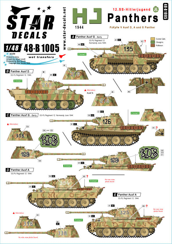 Star Decals 48-B1005 1:48 HJ Panthers