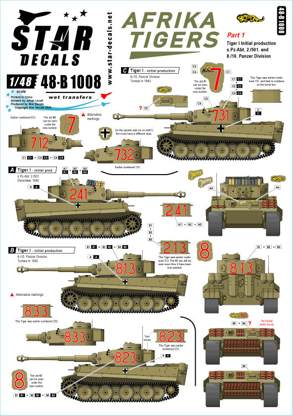Star Decals 48-B1008 1:48 Afrika Tigers