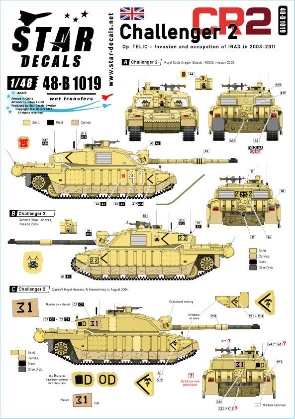 Star Decals 48-B1019 1:48 Challenger 2