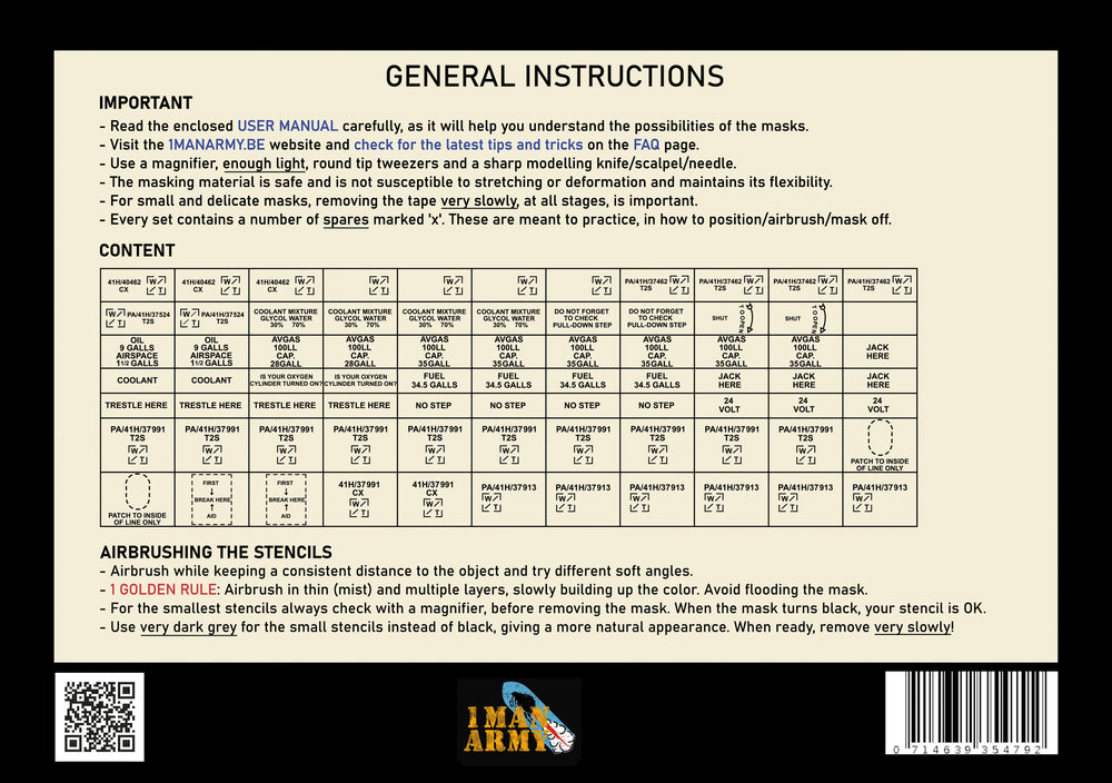 1ManArmy 48GEN301 1:48 Hawker Hurricane Mk.I/IIB/IIC data stencils set