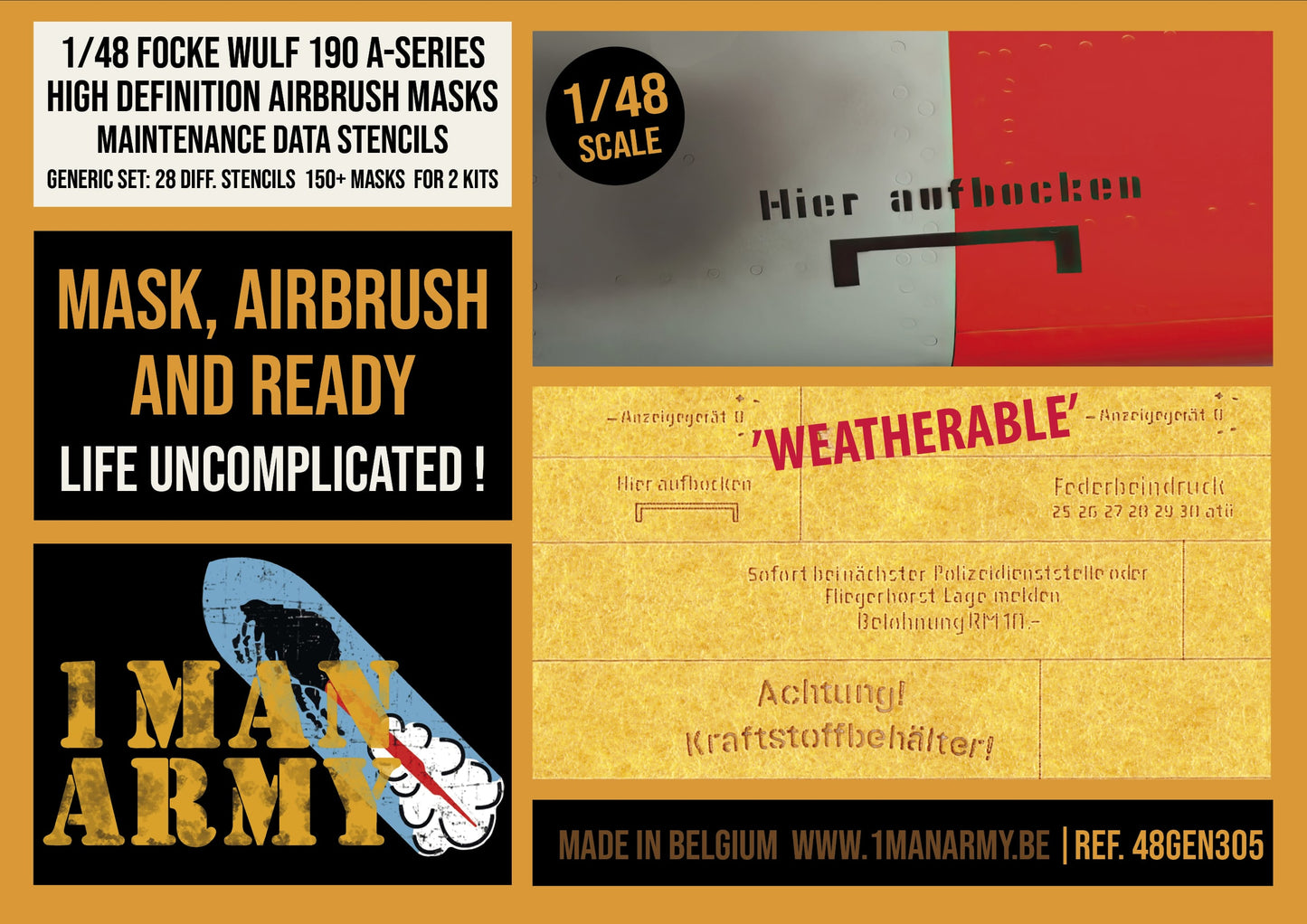 1ManArmy Fw-190A-Series High Def Airbrush Stencils 1:48