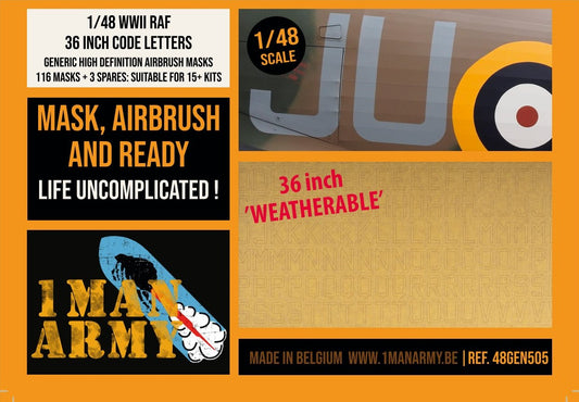 1ManArmy 48GEN505 1:48 RAF CODE LETTERS 36 Inch Generic Set