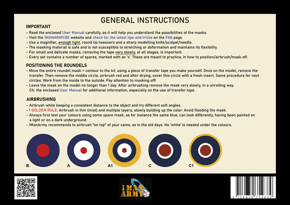 1ManArmy 48GEN522 1:48 Hawker Hurricane Mk.I/Mk.IIB/Mk.IIC Roundels Generic Set