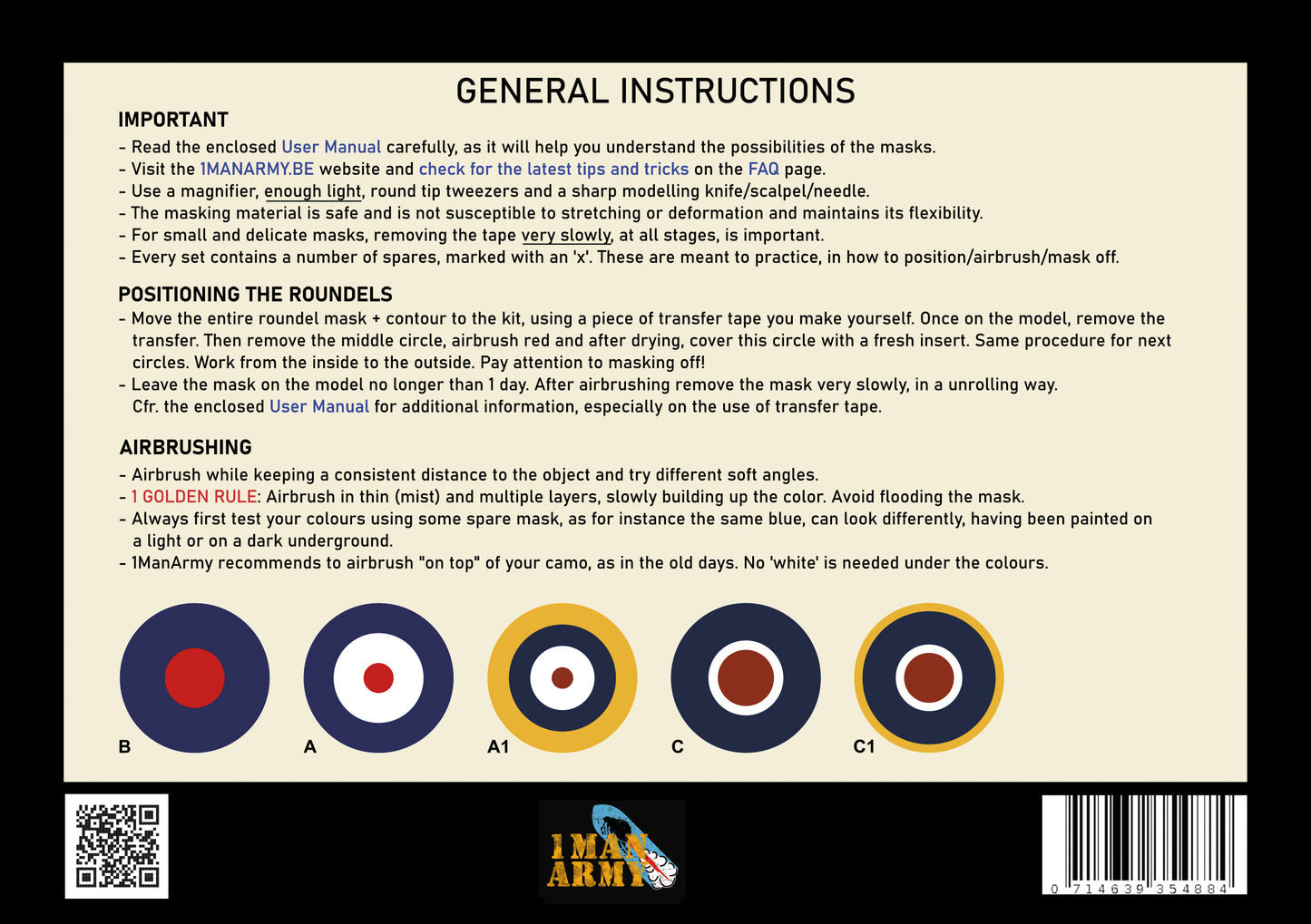 1ManArmy 48GEN522 1:48 Hawker Hurricane Mk.I/Mk.IIB/Mk.IIC Roundels Generic Set