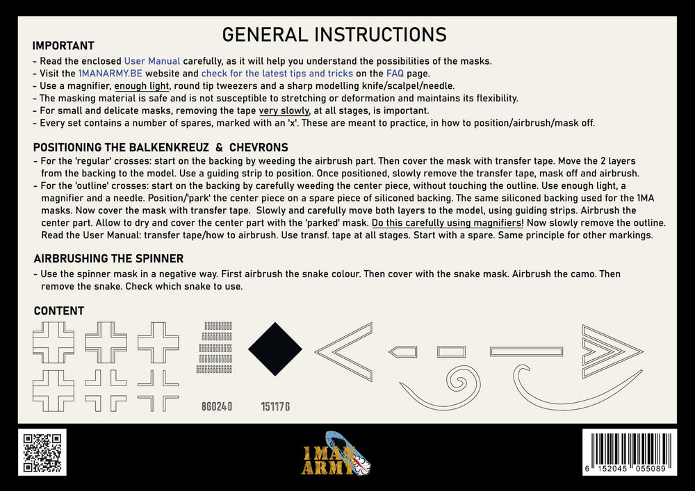 1ManArmy Fw-190A-Series Balkenkreuz Chevrons Tail Markings 1:48