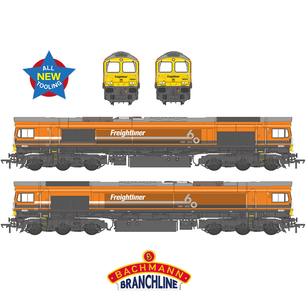 Bachmann Branchline 50-011 Class 66/5 66501 Freightliner 60 1965-2025 Orange