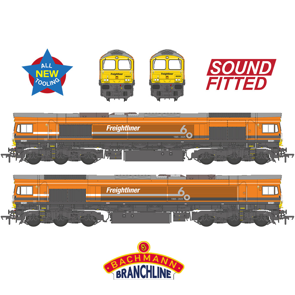 Bachmann Branchline 50-011SF Class 66/5 66501 Freightliner 60 1965-2025 Orange