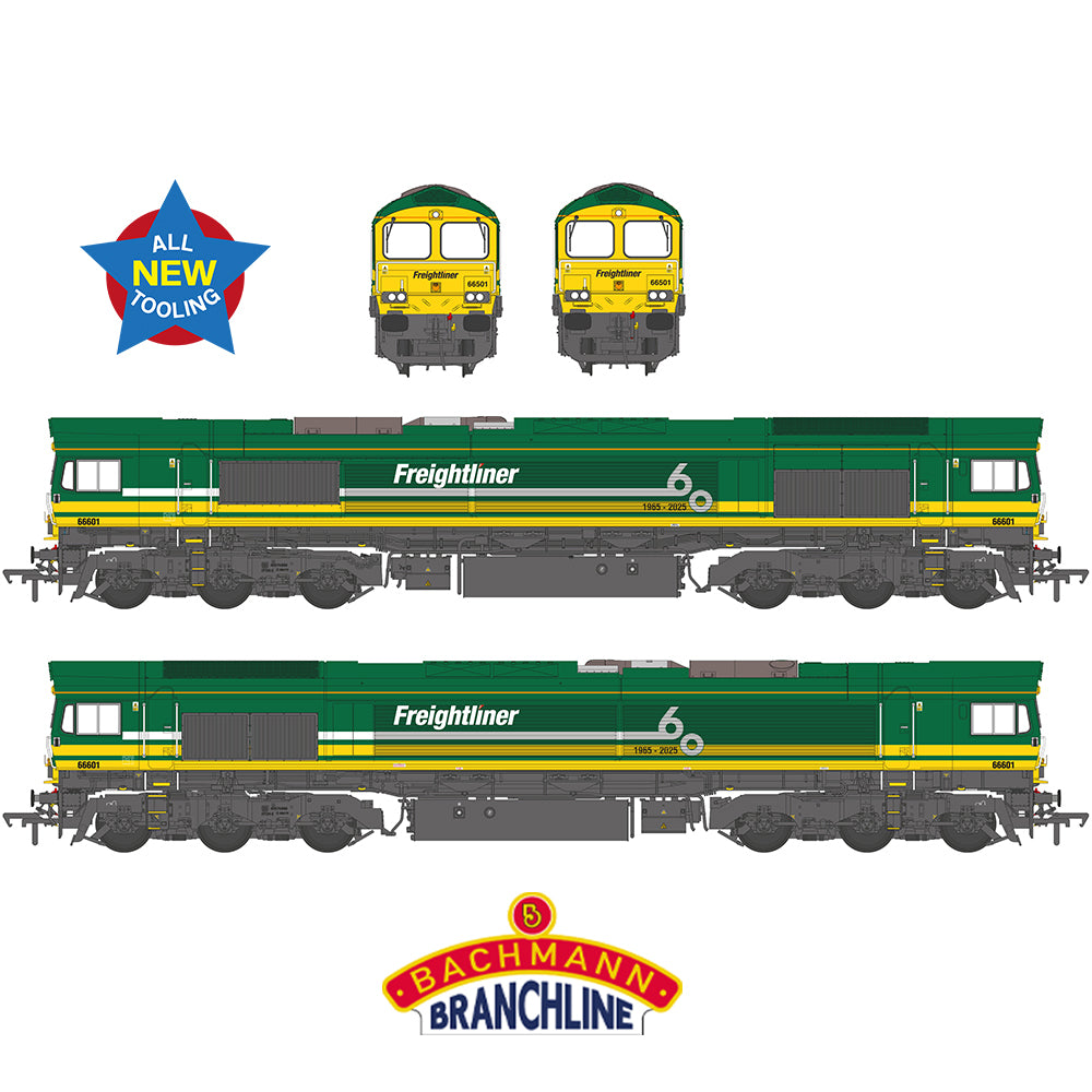 Bachmann Branchline 50-012 Class 66/6 66601 Freightliner 60 1965-2025 Green