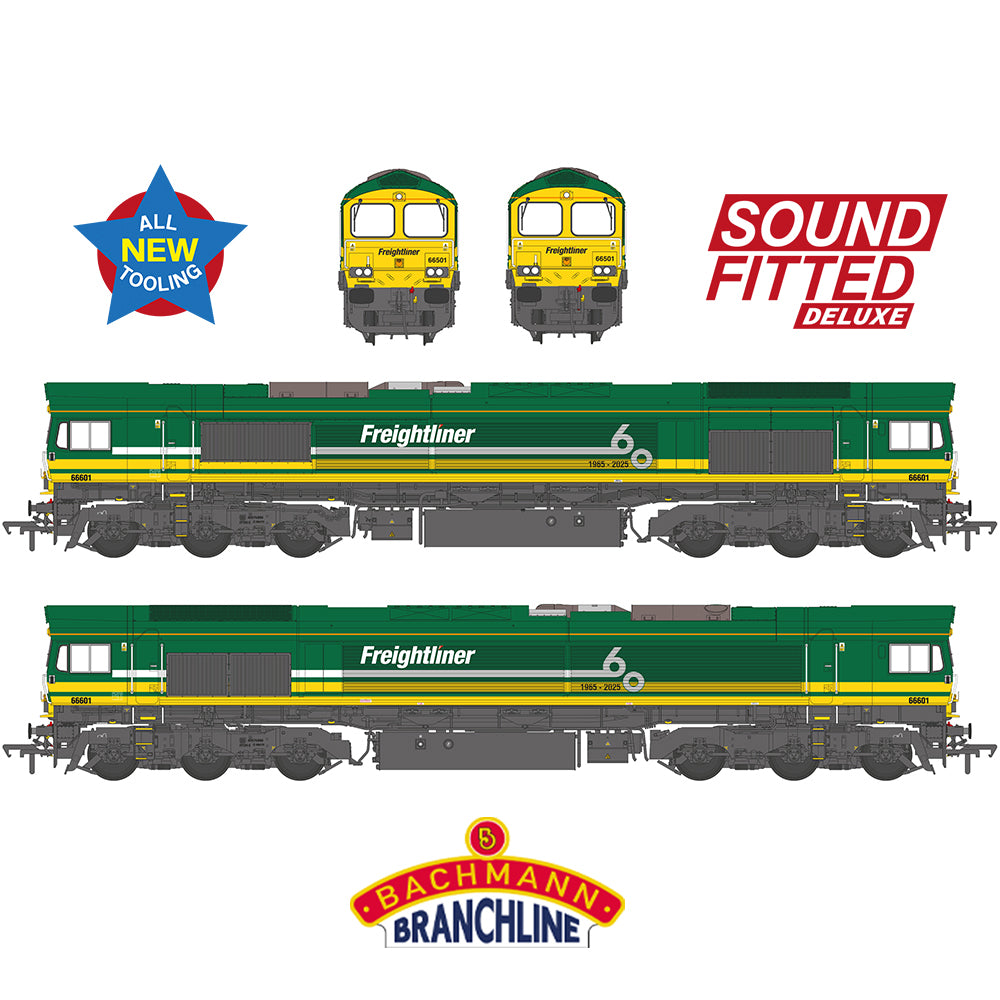 Bachmann Branchline 50-012SFX Class 66/6 66601 Freightliner 60 1965-2025 Green