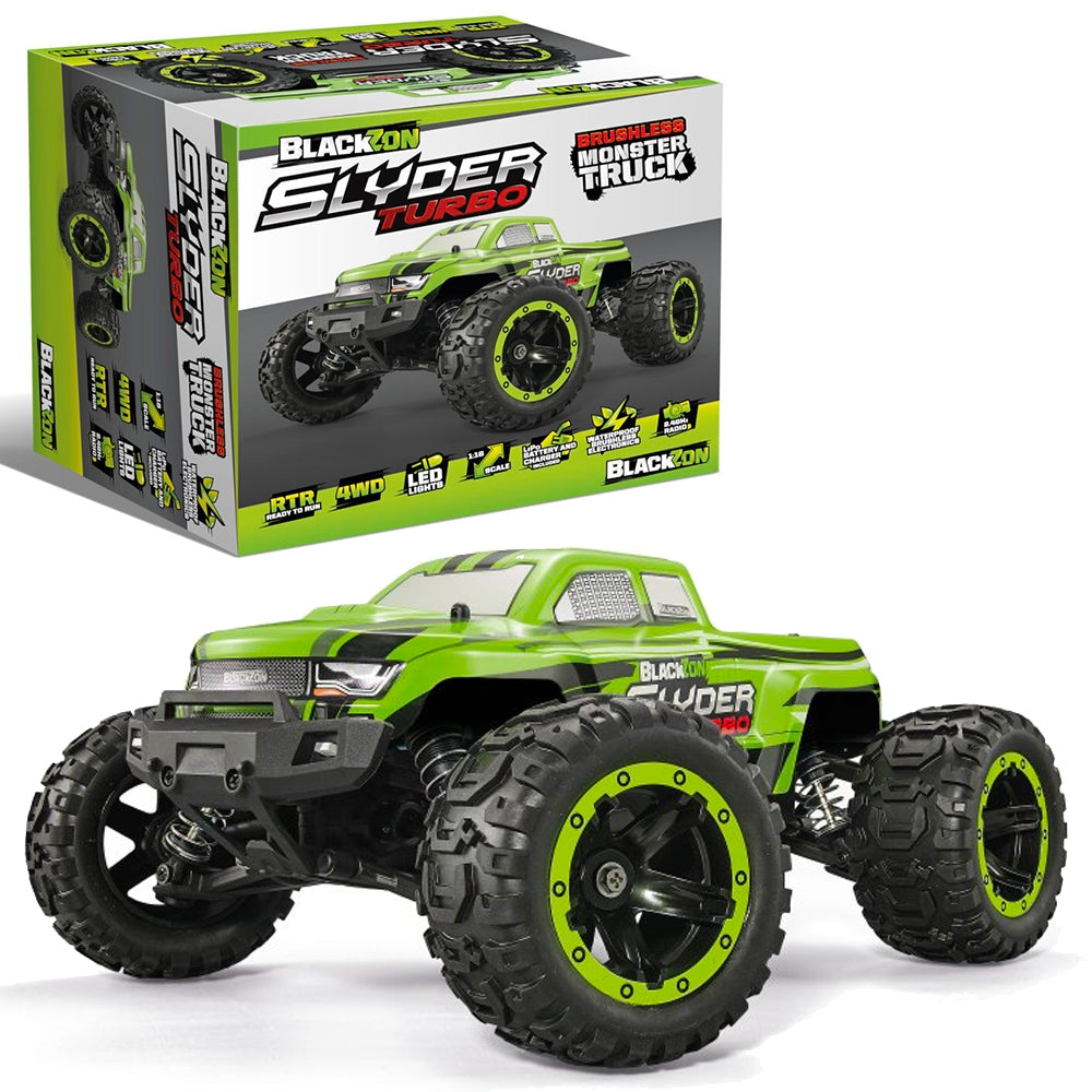 BlackZon Slyder Turbo 4WD Brushless 2S 1:16 RTR RC Monster Truck GREEN 540200