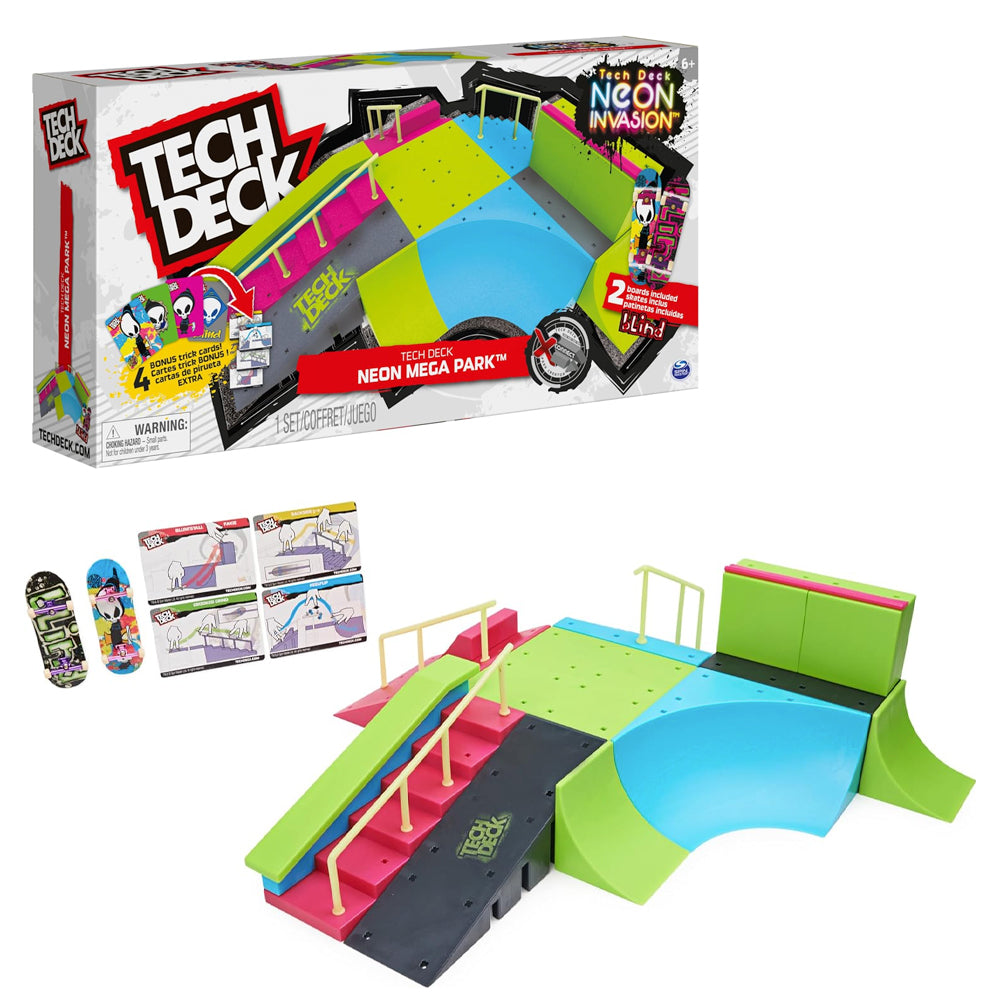 Tech Deck Neon Mega Park Ramp Set X-Connect w/2 Boards
