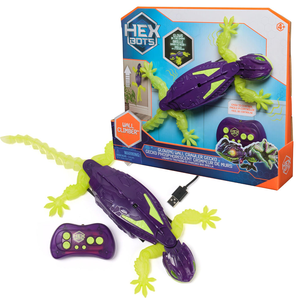 HEX BOTS Wall-Crawling Smart Gecko Glow-in-the-Dark RC Toy Age 4+