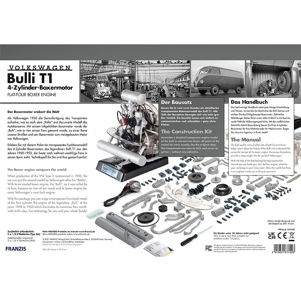Franzis VW T1 Campervan Flat Four Boxer Model Engine Kit 1:4 Scale 67152