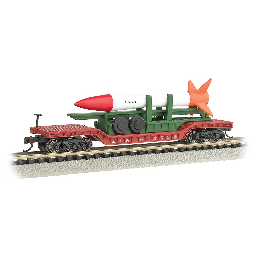 Bachmann USA 52' Center Depressed Flat Car - With Missile N Gauge 71391