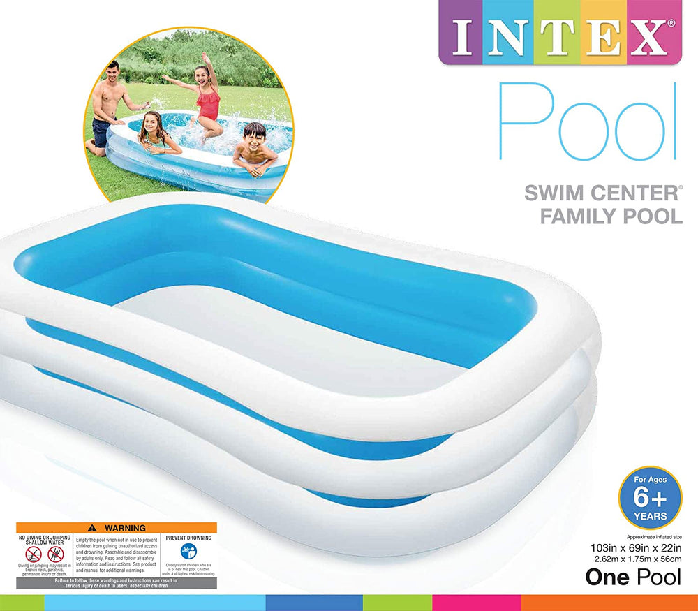 Intex Swim Centre Family Inflatable Paddling Swimming Pool, 103" x 69" x 22"