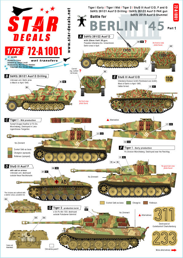 Star Decals 72-A1001 1:72 Battle for Berlin 45 # 1