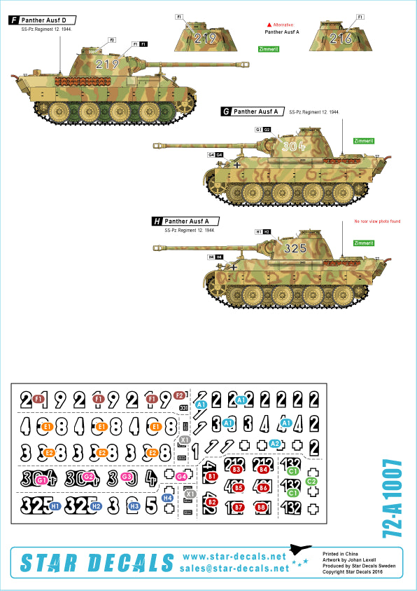Star Decals 72-A1007 1:72 SS-Panthers #1